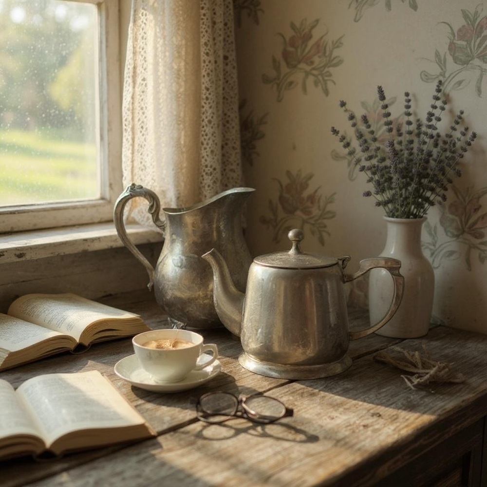 Silver Water Pitcher 8” and Tea Pot 5”